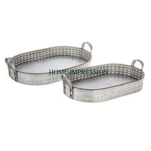 Bandeja redonda de Metal galvanizado de diseño único de alta calidad con mango de cuerda, apta para alimentos para uso doméstico, platos de decoración - Product Image 4