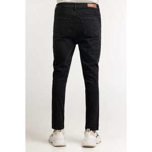 กางเกงยีนส์ทรงตรงเอวกลางสีดำสไตล์วินเทจ Y2K แต่งลายปะติดปะต่อ ล้างสีแบบ Stonewashed ปักลาย ODM เอวสูง ล้างสีแบบ Colored-Wash สำหรับฤดูหนาว - Product Image 1