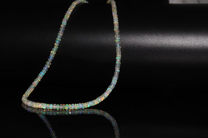AAA Ethiopian Opal Rondelle Collier Argent Sterling 925 3-5mm Perles à Facettes 16 Pouces Opale Flashy Naturelle Rondelle à Facettes - Product Image 4