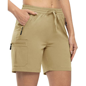 Short léger à séchage rapide pour femmes Short d'été Taille élastique Poches à fermeture éclair Logo personnalisé 2026 - Product Image 1