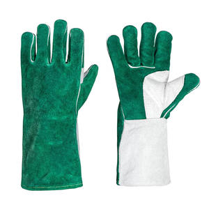 Guantes de soldadura de Palma de pulgar de cuero dividido de piel de vaca de alta resistencia, guantes de construcción resistentes a la abrasión ignífugos - Product Image 1