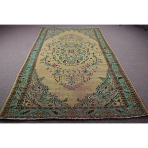 Vintage Turkish Rug 6,2x10,1 ft, <b>Yellow</b> Solid Rug - Product Image 1