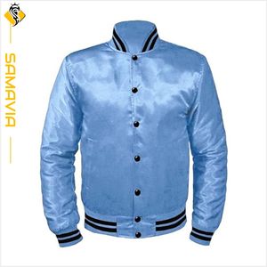 Chaqueta universitaria de lana personalizada OEM para hombre, Chaqueta estilo bombardero de béisbol con botón a presión - Product Image 1
