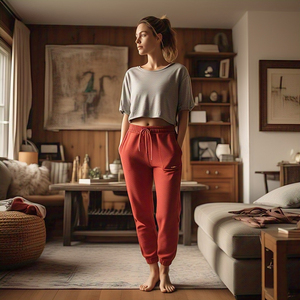 กางเกงวอร์มผ้าฟลีซผ้าฝ้ายสำหรับผู้หญิงกางเกงออกกำลังกายลำลองมีกระดุมเอวสำหรับใส่ออกกำลังกาย - Product Image 2