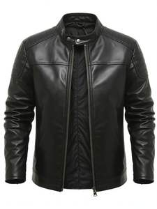 Vestes en cuir de vachette de haute qualité pour l'hiver, style formel, avec col montant, logo placé sur le devant, respectueuses de l'environnement, imperméables, teintes en pièce. - Product Image 2