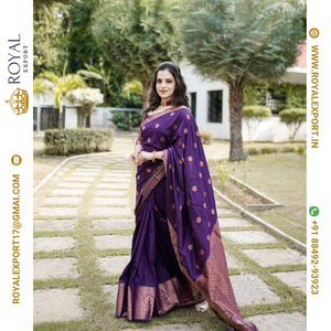 Presentación de nuevas colecciones Blissful Soft Lichi Silk Beautiful Rich Pallu Saree al por mayor por Royal Export en Surat Gujarat - Product Image 2