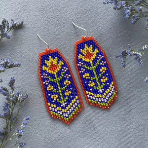 ต่างหูวินเทจลายเสือดาว ต่างหูทำมือประดับลูกปัดข้าว ต่างหูพู่สไตล์โบฮีเมียน ของขวัญเครื่องประดับสำหรับผู้หญิง - Product Image 1