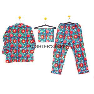 Femmes coton main bloc imprimé fleuri pyjamas matin Yoga robe Style indien salon porter pour la maison été ensemble de vêtements de nuit - Product Image 5