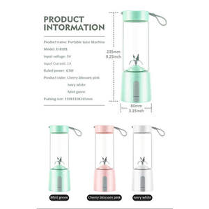 เครื่องปั่นแบบพกพาคุณภาพดีที่สุด USB ชาร์จเครื่องปั่นสมูทตี้ส่วนบุคคล, เครื่องปั่นขนาดเล็กพลังอันยิ่งใหญ่สําหรับราคาขายส่ง - Product Image 4