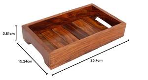 Plateau de service rectangulaire en bois fait à la main pour la maison, le bureau, l'organisation, les plateaux de service décoratifs au meilleur prix - Product Image 2