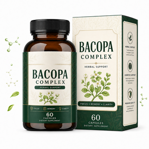 Capsules de Complexe de Bacopa Formule Personnalisée avec Extrait de Feuille de Ginkgo et de Champignon Crinière de Lion – Énergie pour Hommes et Femmes – Vente en Gros - Product Image 1
