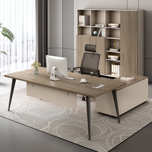 Modern Minimalist Office Executive Desk Wooden Luxury <b>Workstation</b> Commercial Solid Wood Manager Table Modular Adjustable Extensi - Product Image 2
