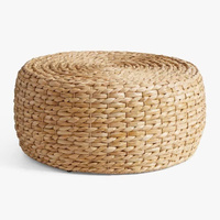 Tabourets ottomanes écologiques réglables en jacinthe d'eau tressée, tables d'appoint faites à la main personnalisables, couleur sur mesure pour appartement moderne