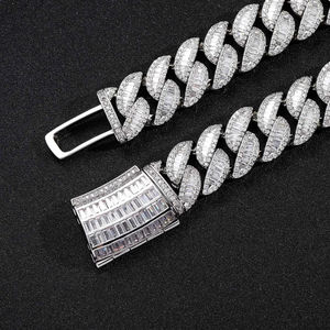 VVS Clarity Diamond Cuban Link Chain Gold Baguette Iced Moissanite Collar para hombres Joyería fina Certificado IGI Regalo perfecto - Product Image 4