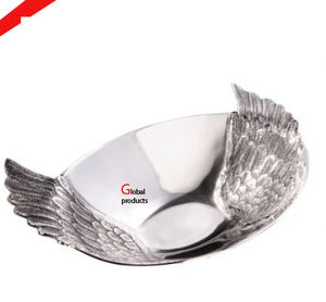 Cuenco para servir frutas y verduras de pájaros voladores de Metal de aluminio niquelado hecho a mano decorativo para el hogar - Product Image 1