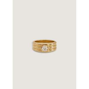 Franoise Simple <b>Opening</b> <b>Ring</b> Fashionable Layered Ellipse Diamond Inlay Bezel Setting Stainless Steel Brass for Engagement - Product Image 1