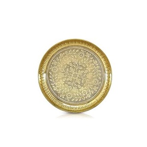 Laiton Puja Thali Conception En Relief En Laiton Pooja Plaque Traditionnelle Pour Pooja Arti Hindou Religieux Sur Diwali Cadeau - Product Image 3