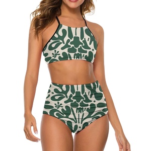 2026 Latest Design Beach Were <b>Set</b> Eco Friendly Spandex Nylon Vibrant Flower Pattern & Anti UV Protection Women <b>Bikini</b> <b>Set</b> - Product Image 2