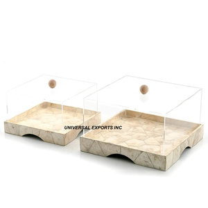 Set of Two Handmade Wooden Serving Tray Square Shape Elegant Decorative Luxury Eco-Friendly Multi-Functional <b>Chocolate</b> Tray - Product Image 1