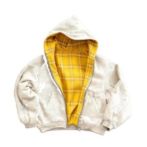 Sweat-shirts à capuche réversibles surdimensionnés personnalisés pour hommes, de haute qualité, 100% coton, décontractés, doublés de tissu à carreaux, style streetwear - Product Image 2