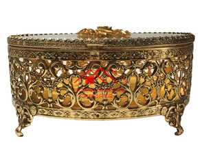 Boîte à bijoux en laiton pur finition noire au design vintage pour le rangement - Product Image 6