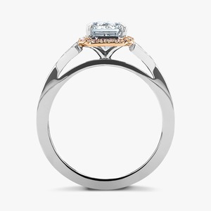 Elegante anillo de boda para mujer en oro de 14 quilates con halo de diamante cultivado en laboratorio azul claro con acento Anillo de diseño de vástago dividido - Product Image 3
