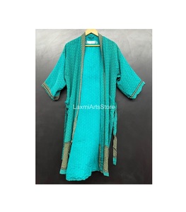 Kimono de Seda Crepé Hecho a Mano en India, con Cintura Elástica, para Playa o Descanso, Estilo Boho, para Mujer, Primavera, Verano, Otoño - Product Image 1