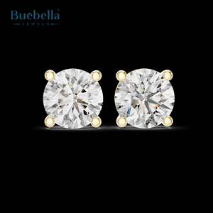 Gran oferta, joyería fina para mujer, plata 925 y oro macizo de 18 quilates, pendientes de tuerca con diamantes de moissanita, elegantes pendientes de tuerca de oro de 18 quilates - Product Image 1