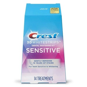 Crest 3D Whitestrips para dientes sensibles, kit de tiras para blanquear los dientes, 28 tiras (paquete de 14 unidades)