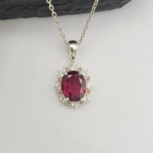 Rhodolite Garnet Cluster Pendant Necklace 925 Sterling Silver Children's Handmade Jewelry High Quality January Birthstone Gift - Product Image 2