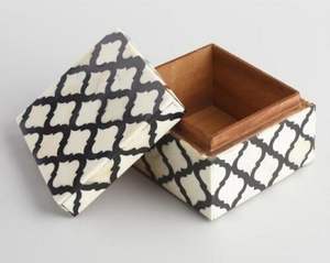 Boîte à bijoux de luxe artisanale, incrustée d'os, exquise, faite à la main, doublure en velours, décoration de table, art déco, Pâques, Ramadan - Product Image 2