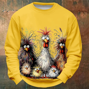 Sudaderas con estampado de pollo divertido para hombre, moda Primavera Otoño, manga larga, jerséis con estampado de animales en 3D, sudaderas holgadas con cuello redondo - Product Image 1