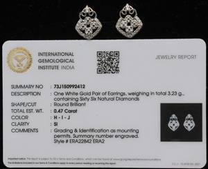 IGI Certified 18K White Gold Natural Diamond Loop Pendant Earring Set Elegant Bridal Jewelry Trendy Same Day Ship - Product Image 4