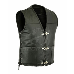 Gilet d'hiver moderne en cuir pour homme, décontracté, avec design respirant et écologique, boutons dissimulés sur le devant, coupe confortable, vêtement d'extérieur - Product Image 5