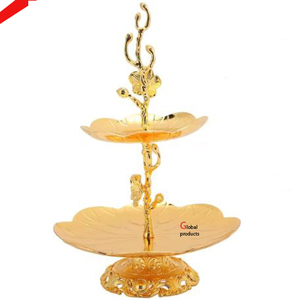 classic look golden finished metal stainless steel 3 <b>tier</b> <b>cake</b> <b>stand</b> for hotel restaurant and bar - Product Image 2