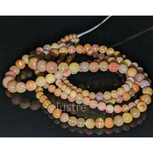 100% Natural Ethiopian Welo Fire Opal <b>Beads</b> Smooth Round Loose <b>Crystal</b> with Yellow Base 100% Natural - Product Image 1