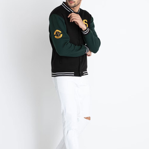 High Quality Men's Lettermen Varsity Slim <b>Canvas</b> Hooded Windbreaker Stand Collar Custom Logo Winter - Product Image 3