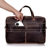 Porte-documents international en cuir pleine fleur italien vert cendré pour homme, sacoche pour ordinateur portable artisanale avec plusieurs compartiments 50-70L