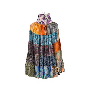 Femmes été Style bohème soie Maxi jupe confortable Flowy Patchwork Hippie Festival robe à plusieurs niveaux couche longue fluide décontracté - Product Image 6