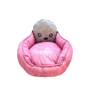 Cama doble para mascotas Natura 100% hecha a mano, tela de felpa Rosa sólida, embalaje personalizado, fibra duradera lavable a largo plazo para gatos y perros - Product Image 1