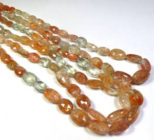 Perles de pierres précieuses facettées en quartz orange africain naturel, pierre de soleil, coupe brillante, 9-14 mm, jeu de couleurs, certifiées CNAS, haute joaillerie, 18 pouces - Product Image 1