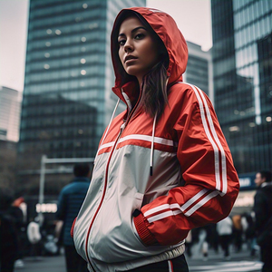 Chaqueta de lluvia cortavientos de satén acolchado para mujer, ropa de calle informal impermeable con capucha para senderismo - Product Image 1