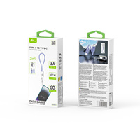 Câble de charge rapide de qualité supérieure PD60W 30CM C2C EN1 C à C CB-325CC Portable avec porte-clés pour téléphones ordinateurs maison