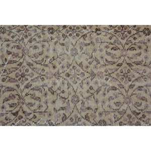 Vintage <b>Turkish</b> <b>Rug</b> Beige Brown 3.7 X 6.8ft Handmade Wool Large Area Patchwork Design Rectangular Hallway Latex for Room Decor - Product Image 5