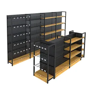 Tùy chỉnh cửa hàng tiện lợi bằng gỗ Rack hiển thị gỗ siêu thị kệ gỗ kim loại kệ trưng bày