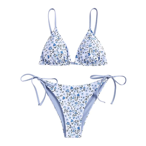 Premium Women's <b>Halter</b> <b>Neck</b> Cheeky Bottom Push-Up <b>Bra</b> Beach Bikini Swim Set Stretch Nylon Spandex Quick Dry UV Protection - Product Image 3