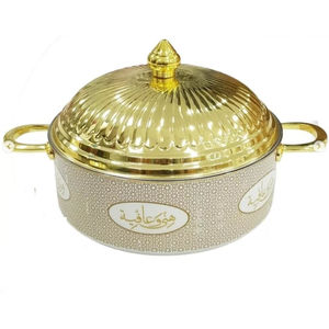 Plat de casserole de serveur de nourriture de décor de table vintage avec le couvercle supérieur d'or pour les fournisseurs de restaurant d'hôtel à la maison à prix raisonnable - Product Image 1