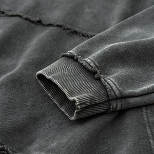 Sweats à capuche pour hommes en molleton de coton lavé à l'acide imperméable à l'eau épais brodés surdimensionnés hiver Design vierge 100% coton - Product Image 3