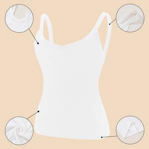 Women's Retro Short-Knit Tank <b>Top</b> Square Neck <b>with</b> <b>Built</b>-<b>In</b> <b>Bra</b> Padded Modal Summer Sun-protective Beauty Vest - Product Image 6