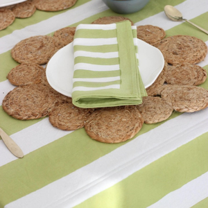 Hermoso mantel con estampado de bloques florales, algodón rosa y blanco, bloque de mano tradicional, diseño impreso, cubierta de comedor Rectangular - Product Image 2